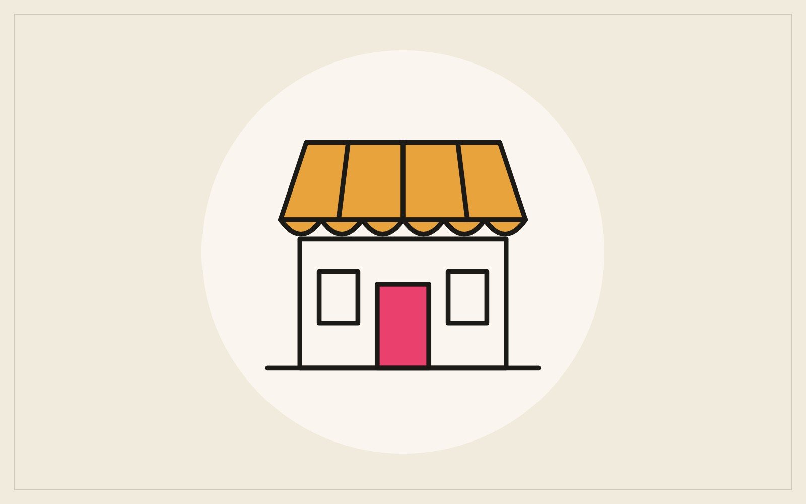 Illustration of a restaurant storefront with an awning